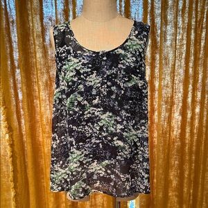 Floral Sleeveless Top - Blue and Green